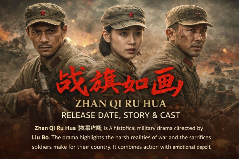 Zhan Qi Ru Hua Chinese war drama poster showing soldiers and emotional wartime scenes